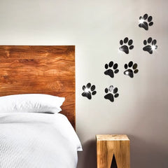 Mirror Acrylic Dog Paws Three-Dimensional Wall Stickers - 5 Pcs Set