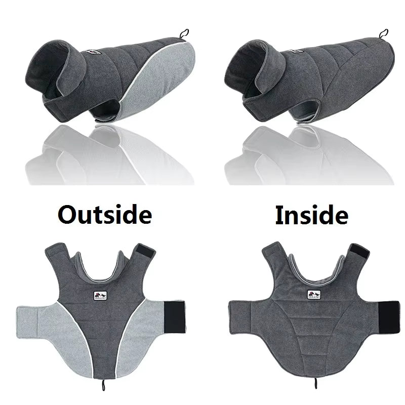 High Quality Dog Clothes Reversible Reflective Dog Coat Winter Dog Pet Jacket Vest Warm Pet Outfit Clothes Big Dogs