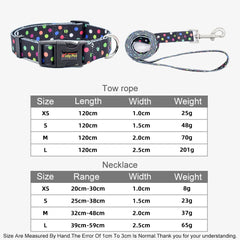 Polyester Printed Dog Leash and Collar Set - Adjustable Thermal Transfer Pet Collar with 120cm Matching Walking Lead for Small to Medium Dogs and Cats