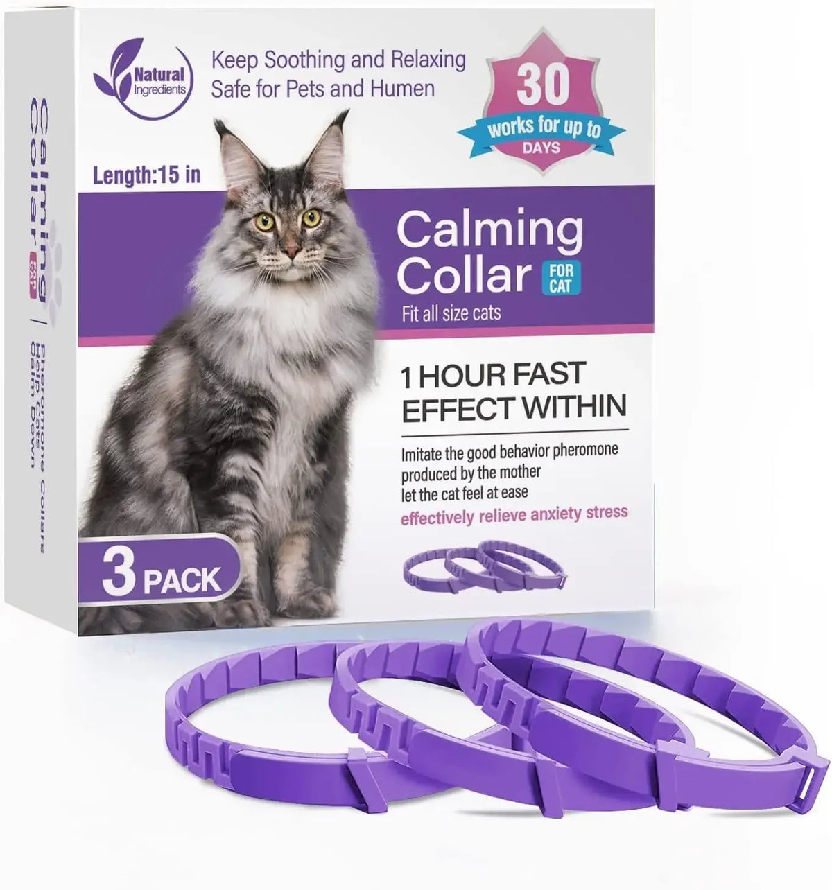 Cat Calming Collar 3-Pack & 4-Pack - Natural Pheromone Anxiety Relief
