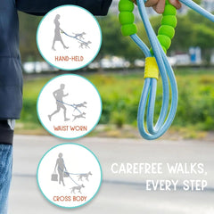 2-in-1 Multifunction Hands-Free Double Dog Leash - Adjustable Dual Splitter, 360° No-Tangle Swivel, and Padded Handle for Small to Medium Dogs Under 40lbs