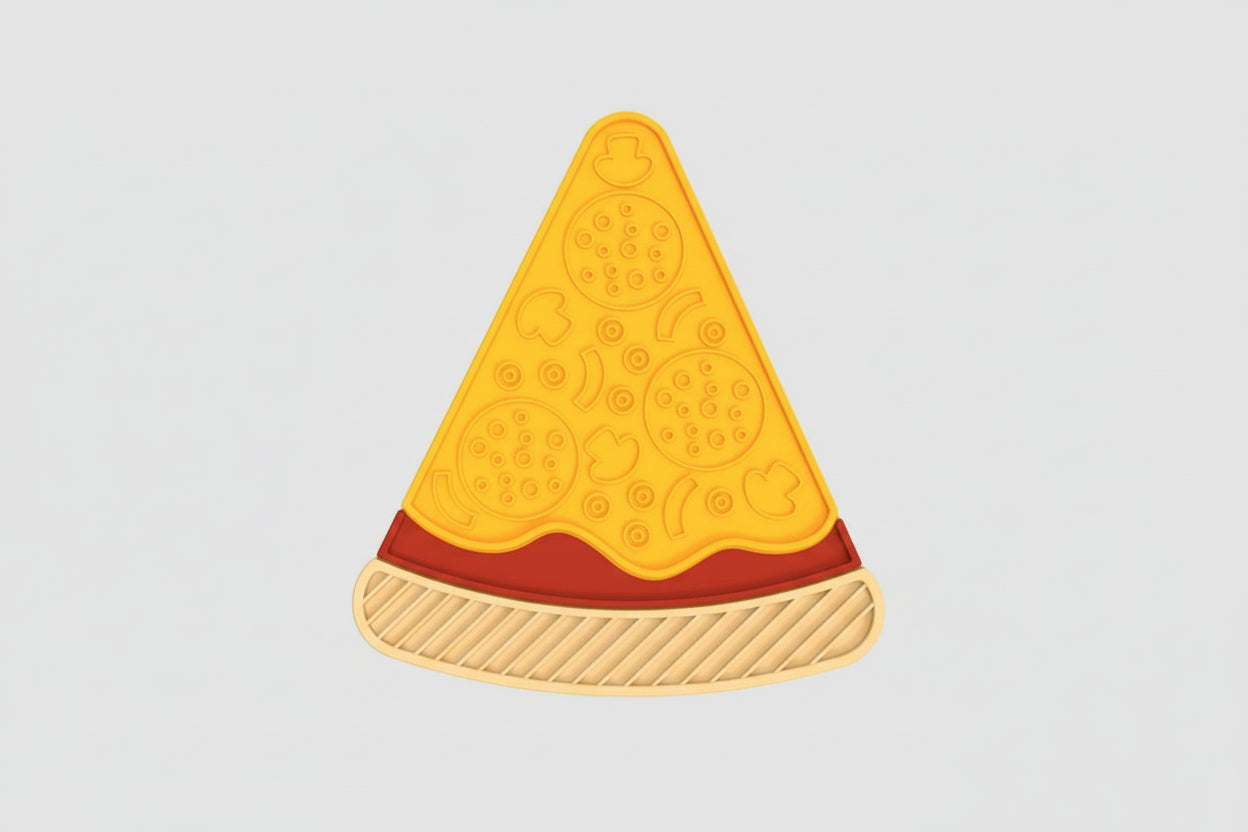 A pizza-shaped product shown on a white background with dimension labels: 21 cm tall and 18.5 cm wide.