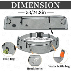 Hands-Free Waist Dog Leash with Zippered Walking Pouch - Reflective Shock-Absorbing Bungee Lead and Dual Padded Handles for Running, Walking, and Jogging