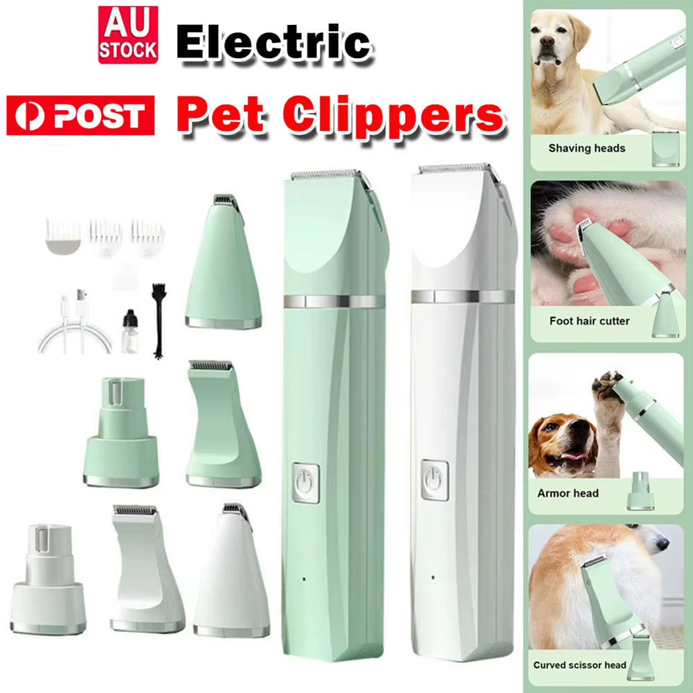 4-In-1 Electric Pet Grooming Tool Set For Pets - Hair Clipper Shaver And Nail Grinder