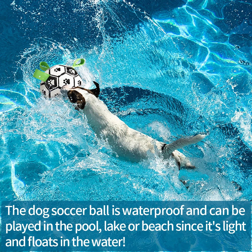 Interactive Dog Soccer Ball with Tug Straps