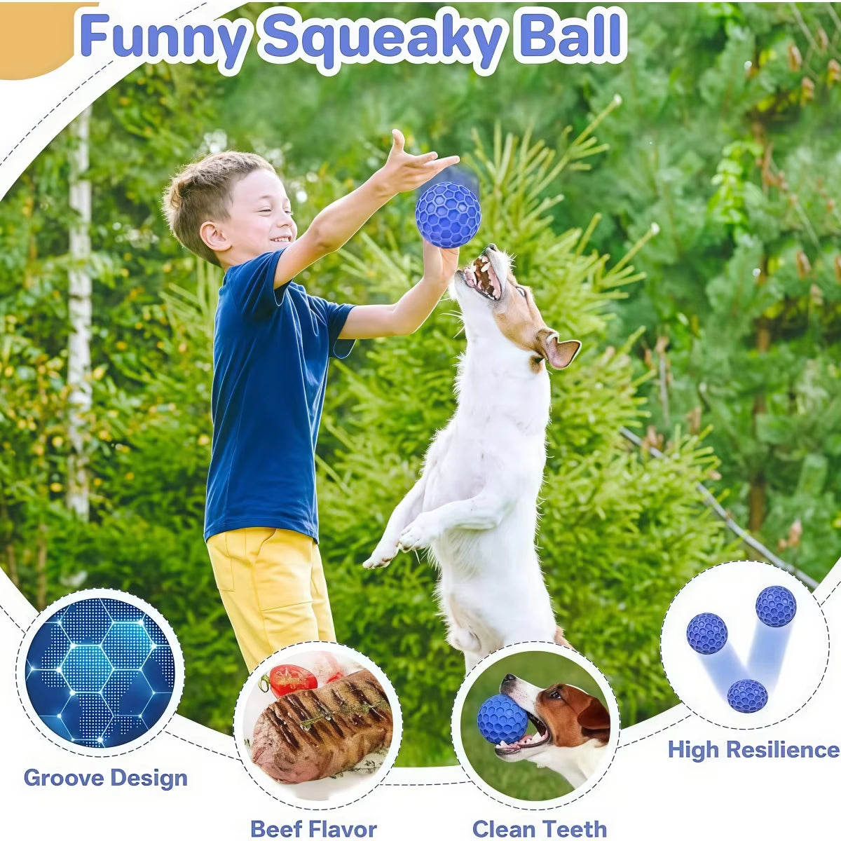 Squeaky Dog Balls Indestructible Toy For Aggressive Chewers - Interactive Toy
