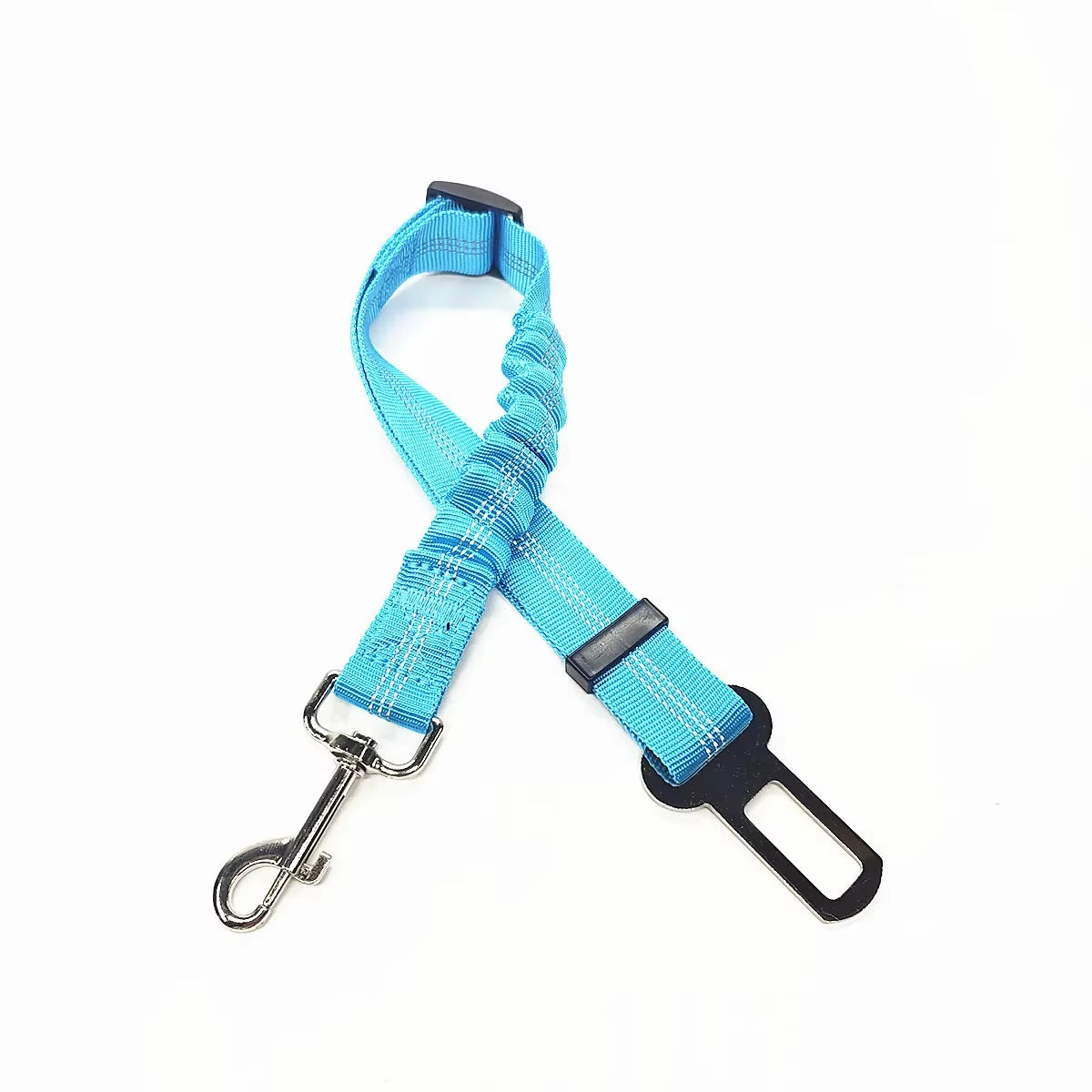 Adjustable Reflective Dog Car Seat Belt Harness with Cushioning and Elasticity for Safe Travel