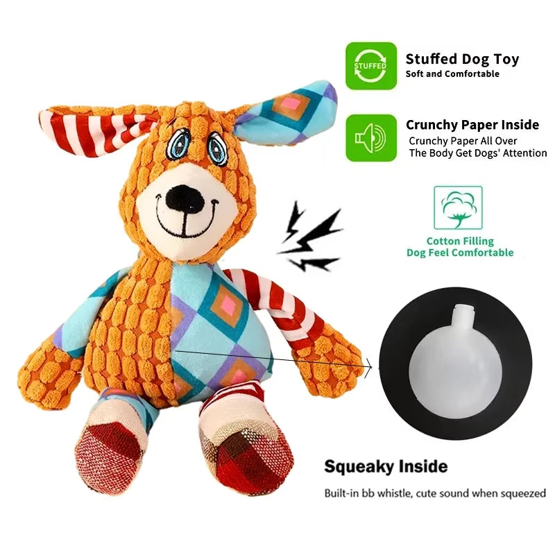 Splicing Style Pet Plush Toy - Bite Resistant Squeaky Material