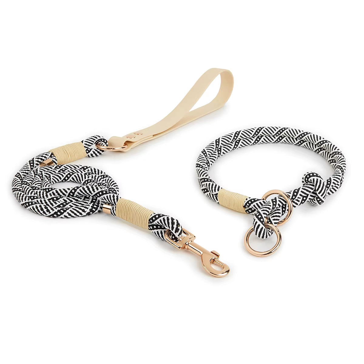 Slip Nylon Collar and Leashes Sets Pet Neck Ring Adjustable Rope for Small Medium Large Easy Handle Outdoor Walking Dogs 4 Sizes