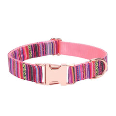 Adjustable Dog Collar Bohemian Stripe Plaid Pet Collar Ethnic Pet Collars with Metal Buckle for Medium to Large Dog Accessories