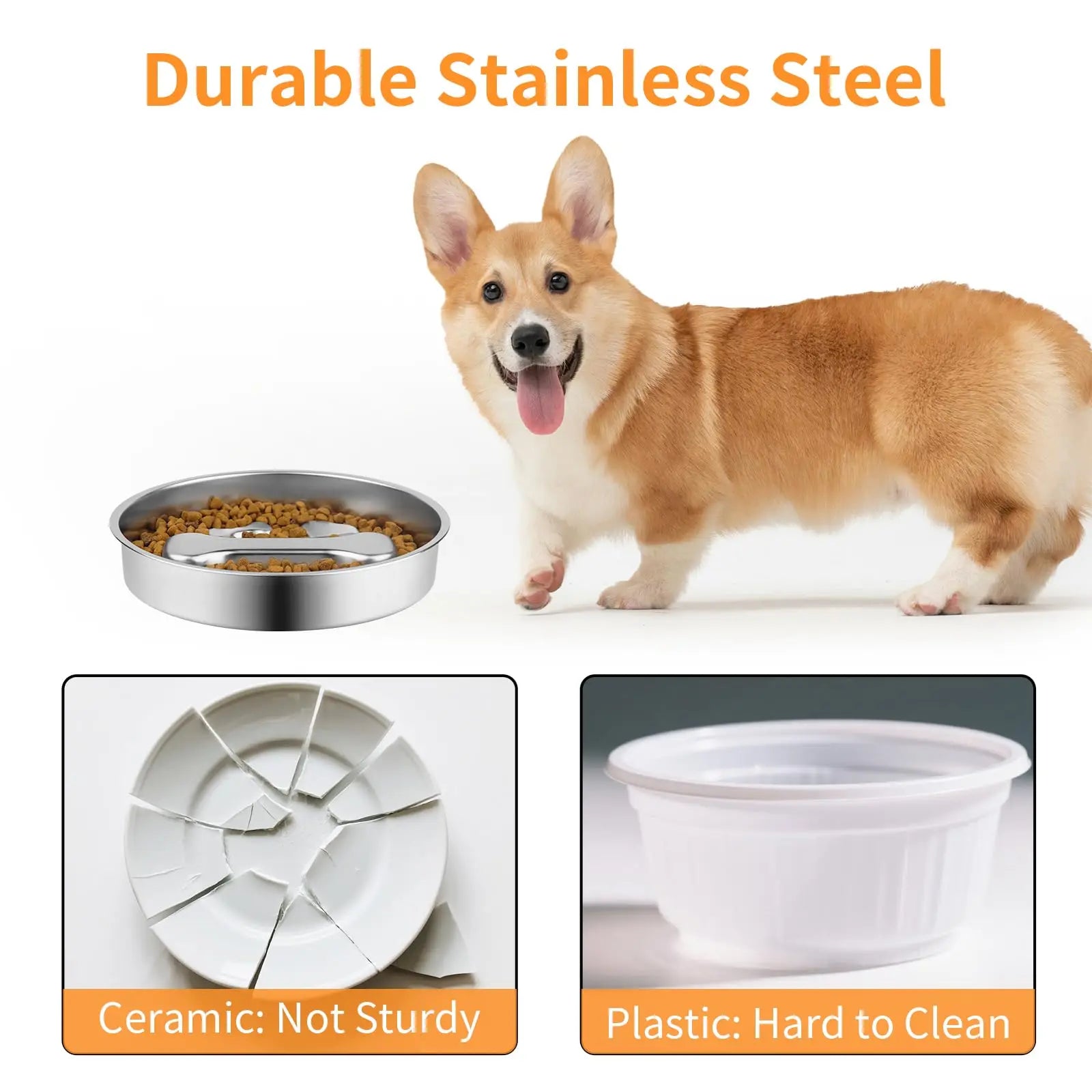 Stainless Steel Slow Feeder Dog Bowl - Anti-Gulp Puzzle Dish