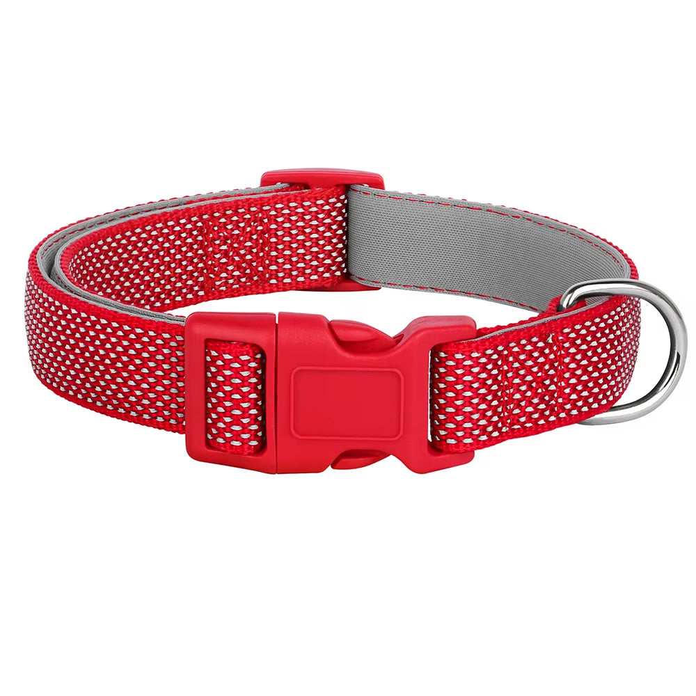 Reflective Dog Collar for Small to Large Dogs - Durable Adjustable Nylon Puppy Collar - High-Visibility Safety Neck Collar for Night Walking