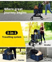 Pawz Pet Stroller Dog Cat Travel Carrier Bicycle Trailer Pram Foldable Pushchair