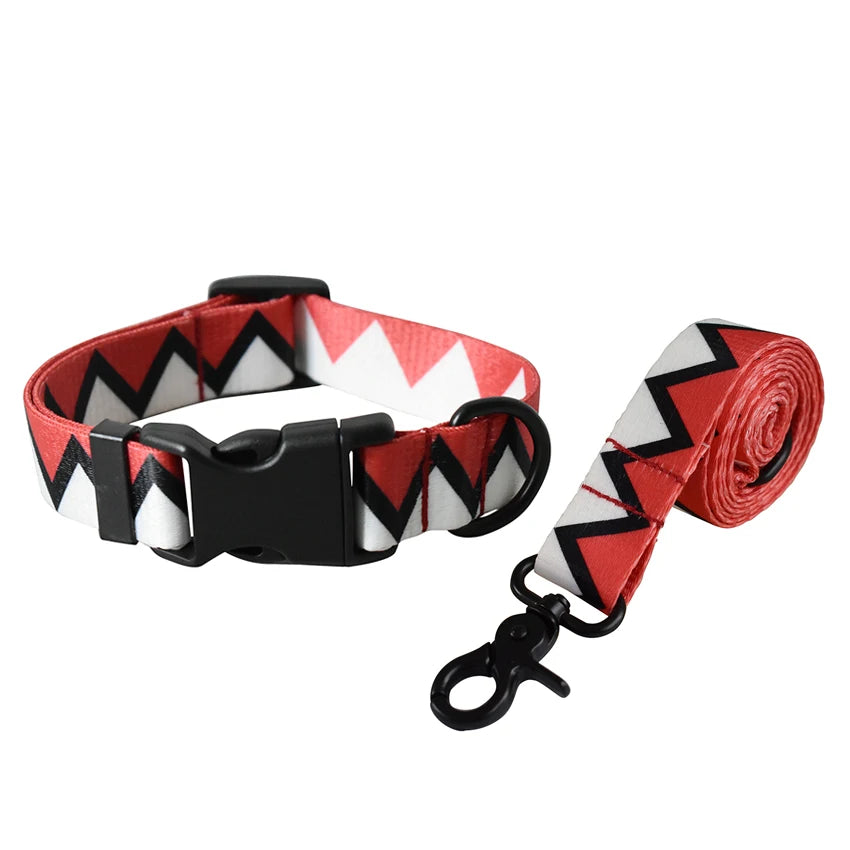 Plastic Release Buckle Dog Leash and Collar Set Nylon Printed Pet Collar Pet Supplies Retailing Fashion Handmade French Bulldog