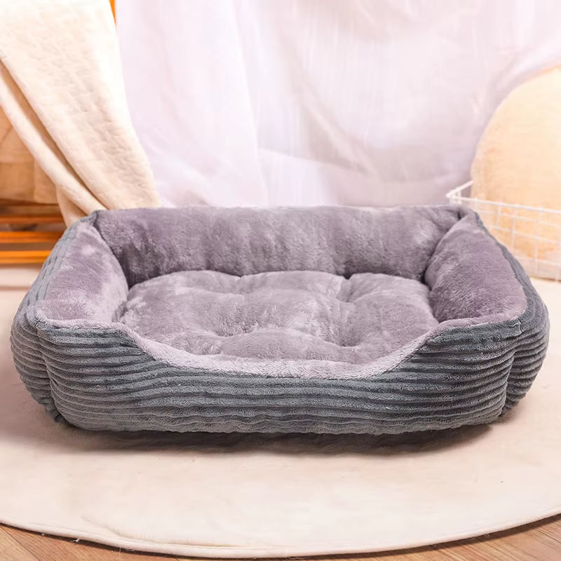 Rectangular Plush Dog Bed - Cozy Winter Cushion for Small Dogs and Cats