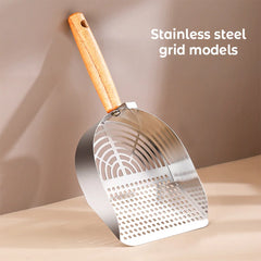 Steel Cat Litter Scoop Long Wooden Handle