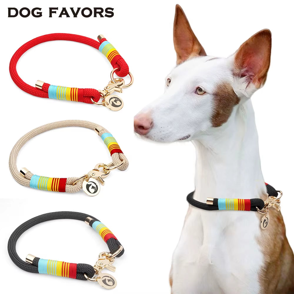 Rainbow Dog Collar Braided Colorful Paracord Pet Dogs Neck Ring Fashion Luxurious Gold Christmas Gifts for Small Medium Dog New