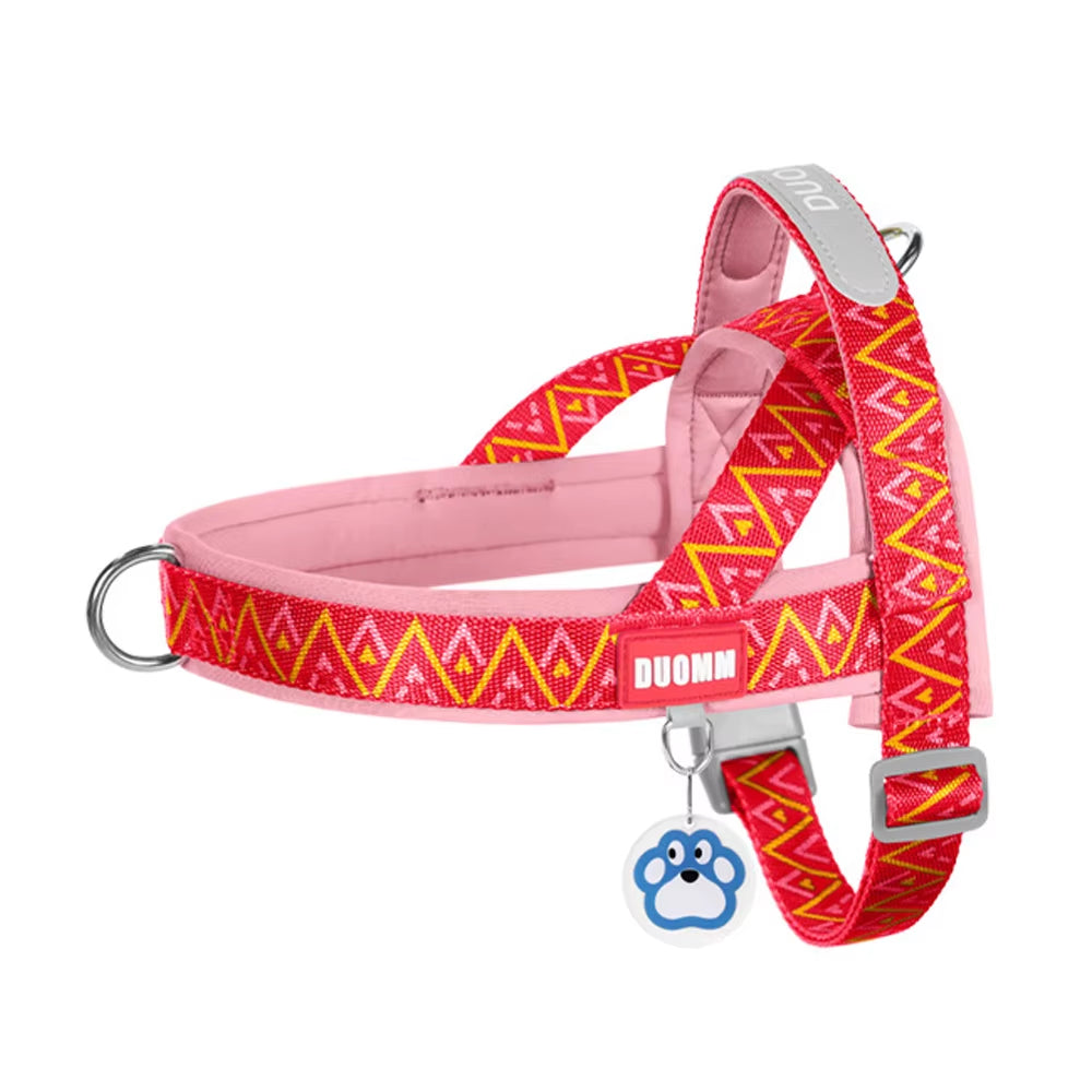 Dog Harness Fashion Printed Saddle, Soft Adjustable No-Pull Padded Vest with Handle for Pet All Breeds