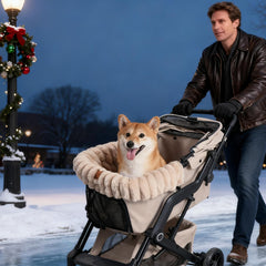 1X Plush Dog Stroller Mat Winter Warm Reusable Pet Stroller Pad/Liner