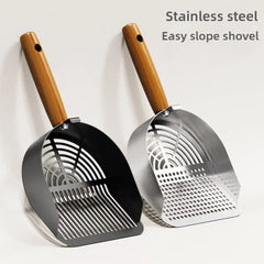 Steel Cat Litter Scoop Long Wooden Handle
