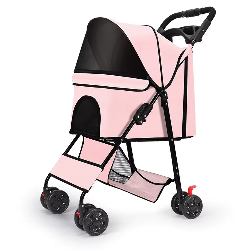 High Quality Pet Stroller Teddy Cat and Dog Stroller Small Lightweight Foldable Outdoor Stroller Suitable for Outdoor Activities