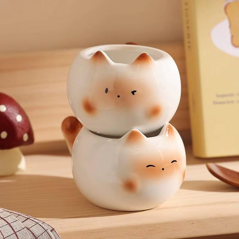 210ml Ceramic Mug Featuring Cartoon Siamese Cat - Underglaze Colored Coffee and Water Cup for Home Use, Ideal for Breakfast and Gifting