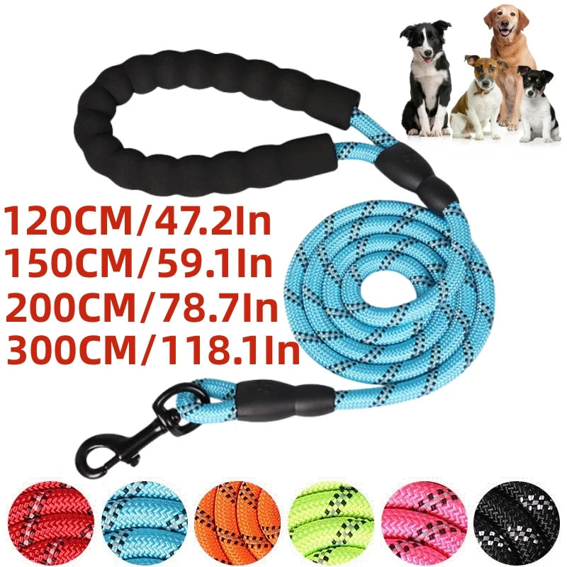 Strong Reinforced Nylon Dog Leash - Heavy-Duty Traction Rope with Soft Padded Comfort Handle for Small, Medium, and Large Breeds