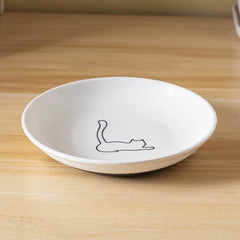 【E】Ceramic Cat Plates with Silicone anti Slip Pad Pet Cat Snack Bowl Cute Kitten Food Bowl Pet Kitten Water Bowl Pet Supplies