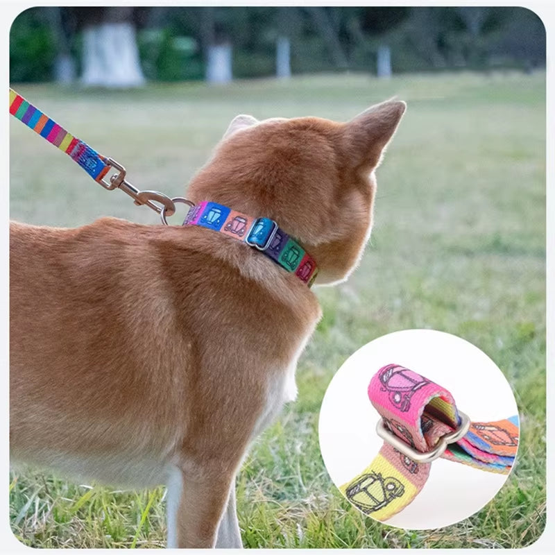 Creative Nylon Dog’S Neck Collar Printing Adjustable Unisex Accessories for Kitten Walking Exercise Durable Pet Puppy Necklace