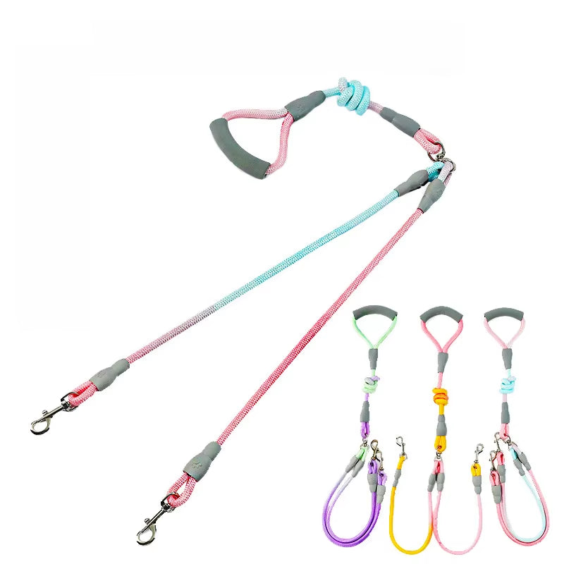 Double Pet Leash with Jewel-Tone Gradient