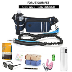 Bungee Waist Dog Leash – Hands‑Free Running & Walking Belt with Fanny Pack, Shock‑Absorbing Lead for Medium & Large Dogs