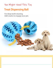 Interactive Dog & Cat Treat Ball - Natural Rubber Dental Chew & IQ Toy