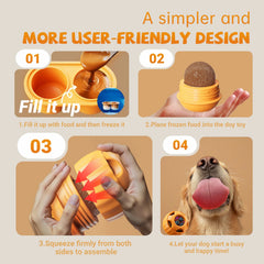 Interactive Frozen Dog Treat Toy and Silicone Mold Set - No-Mess Screw-Open Refillable Rubber Pupsicle Puzzle for Summer Cooling, Anxiety Relief, and Mental Enrichment