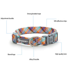 Reflective Nylon Dog Collar with Metal Buckle - Adjustable Heavy-Duty Puppy Collar - High-Visibility Quick-Release Neck Collar for Medium & Large Dogs