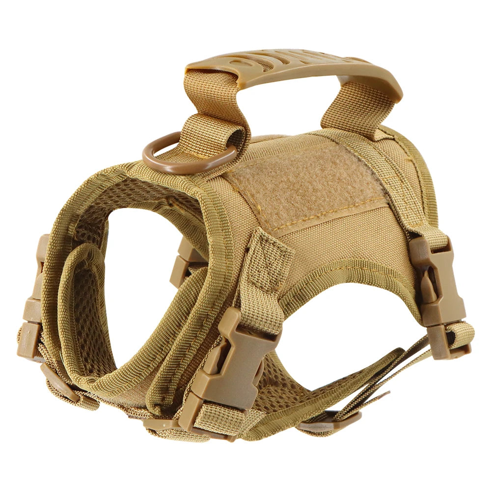 Tactical Puppy Harness Leash for Small Dogs Cats Adjustable Kitten Vest for Military Service Dog Working Training Walking