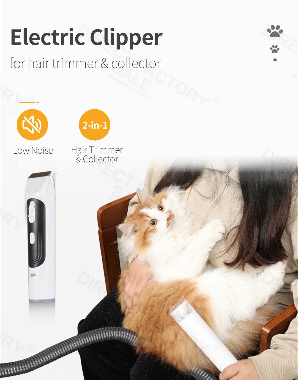Pet Grooming Hair Dryer and Vacuum Cleaner Set with Clipper and Brush
