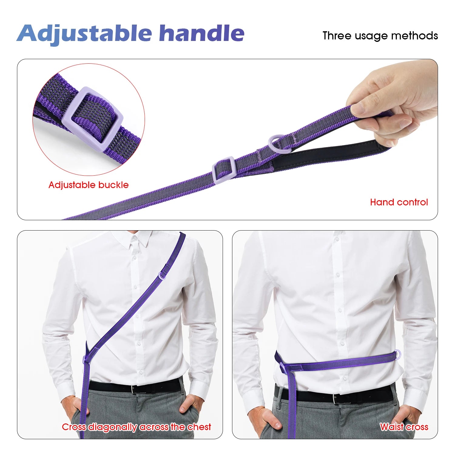 Hands Free Double Handle Dog Leash Adjustable Running Crossbody Leash Waist Belt, Multifunctional for Big Medium Pet Walking
