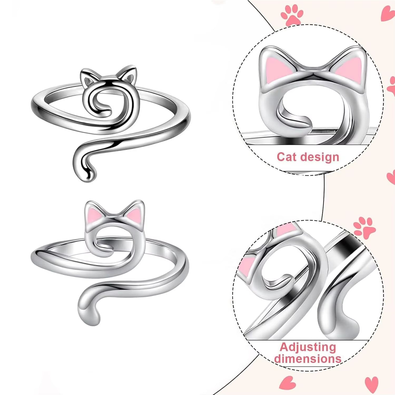 Set of 3 Adjustable Cat-Themed Rings in Gift Box - Crochet Loop Design for Women, Ideal for Cocktail Parties and Birthdays