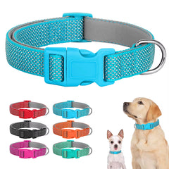 Reflective Dog Collar for Small to Large Dogs - Durable Adjustable Nylon Puppy Collar - High-Visibility Safety Neck Collar for Night Walking