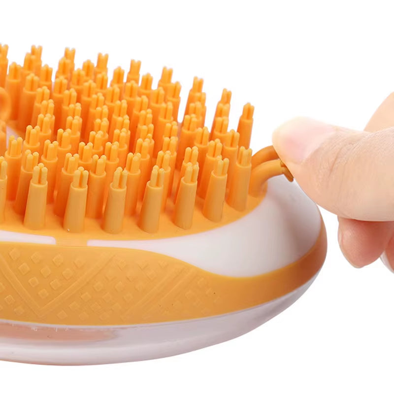 2‑in‑1 Pet Shampoo Bath Brush – Silicone Dog Grooming Scrubber & Cat Massage Comb with Shampoo Dispenser