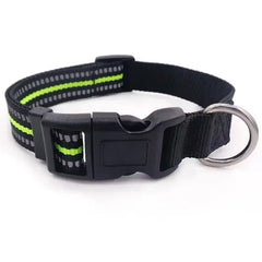 Reflective Dog Collar for Small to Large Dogs - Adjustable Safety Nylon Puppy Collar - High-Visibility Sturdy Neck Collar for Night Walking