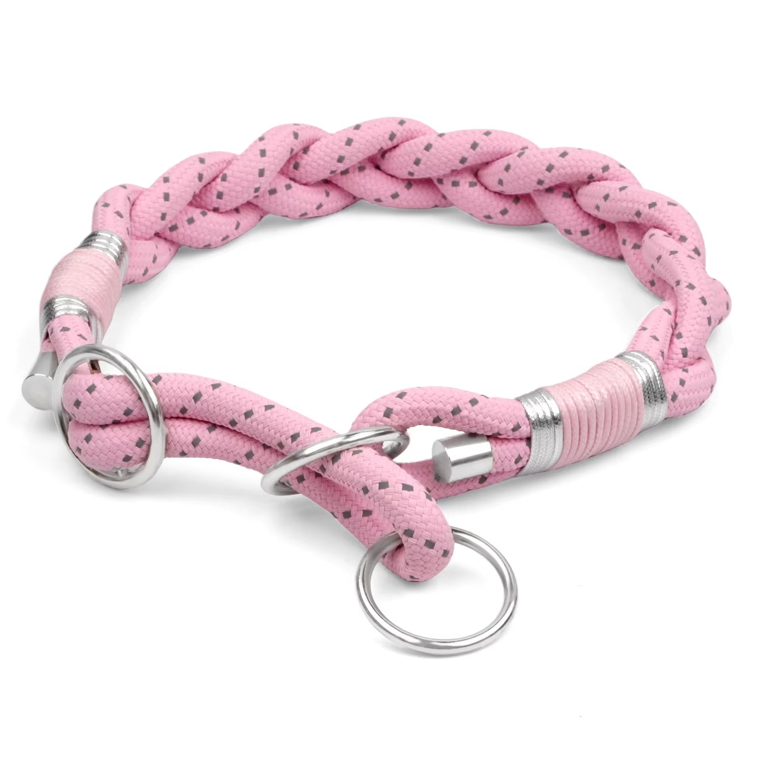 Braid Twisted Reflective Dog Collar | Strong Solid Training Collar for Small, Medium, and Large Pets - Sky Blue