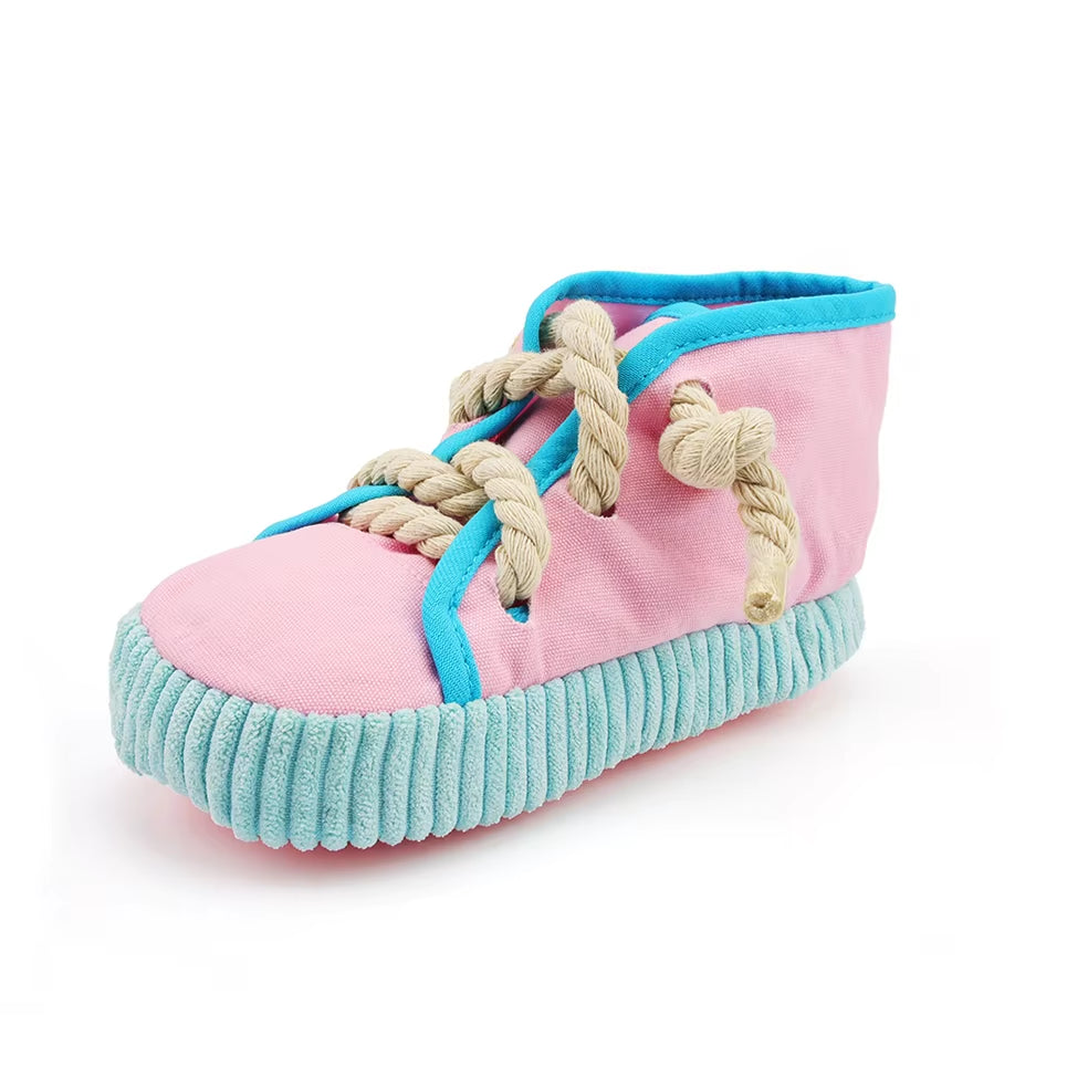 Bite Resistant Shoe Shaped Dog Toy with Rope – Squeaky Chew Toy for Puppies, Teeth Cleaning