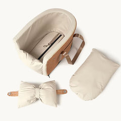 Portable Dog Car Seat – Travel Transport Bag for Cats & Small Dogs, Central Car Seat Bed with Cute Bow Design