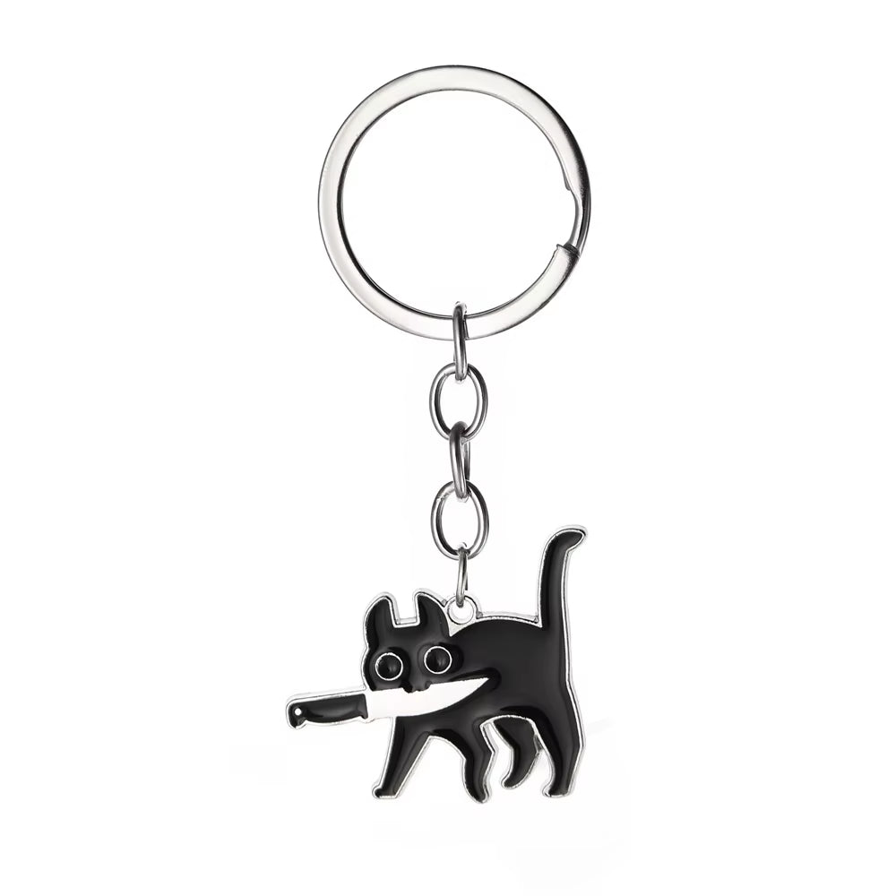 Stainless Steel Black Cat Couples Keychain Puzzle Set - Thoughtful Valentine's Gift for Partners and Friends