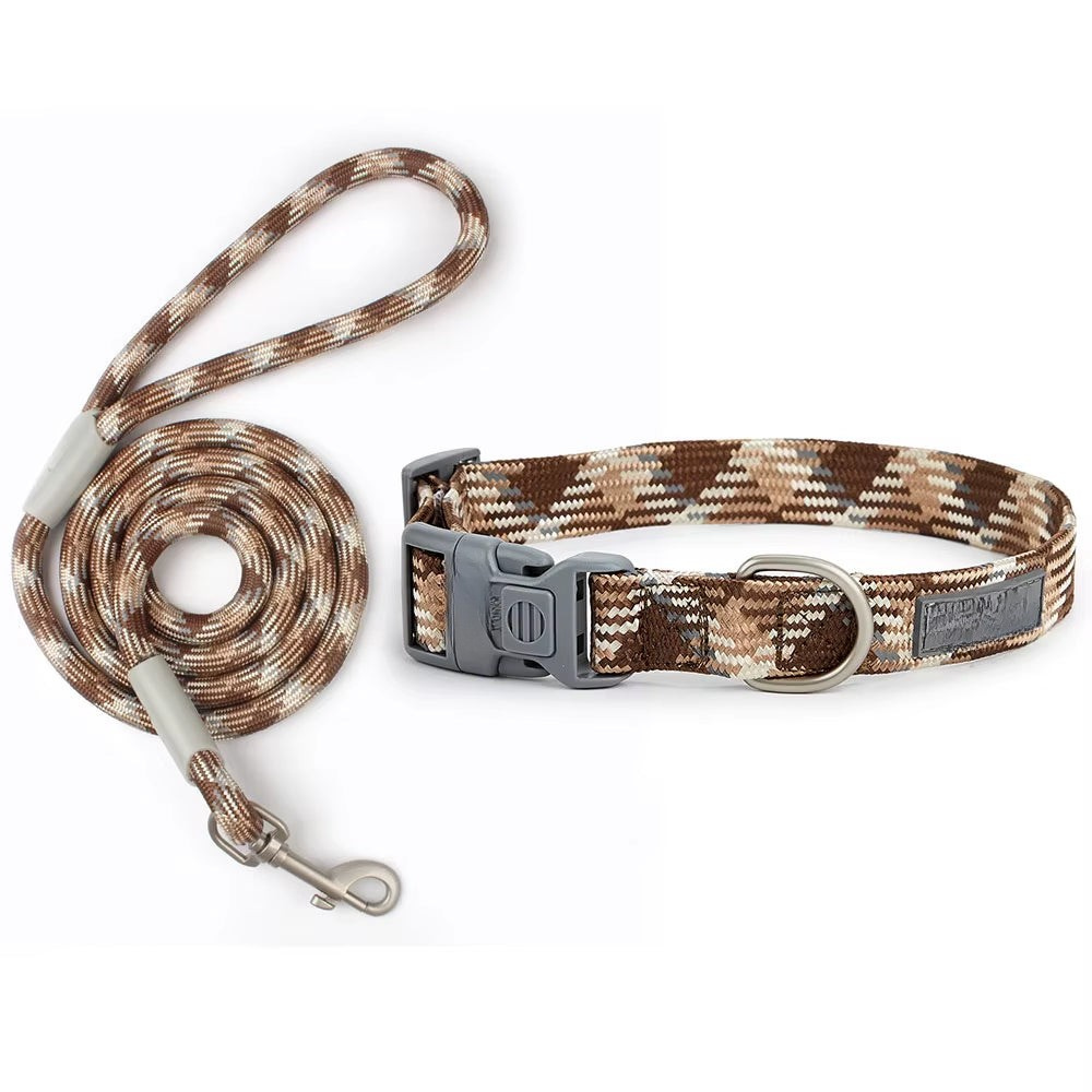 Nylon Leash and Collar Set for Small, Medium, and Large Dogs - Durable Braided Pet Lead and Adjustable Collar Set for Outdoor Walking