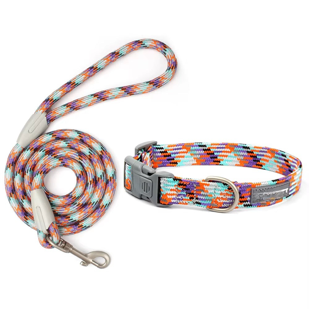 Nylon Leash and Collar Set for Small, Medium, and Large Dogs - Durable Braided Pet Lead and Adjustable Collar Set for Outdoor Walking