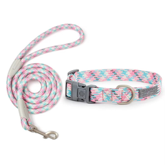 Nylon Leash and Collar Set for Small, Medium, and Large Dogs - Durable Braided Pet Lead and Adjustable Collar Set for Outdoor Walking