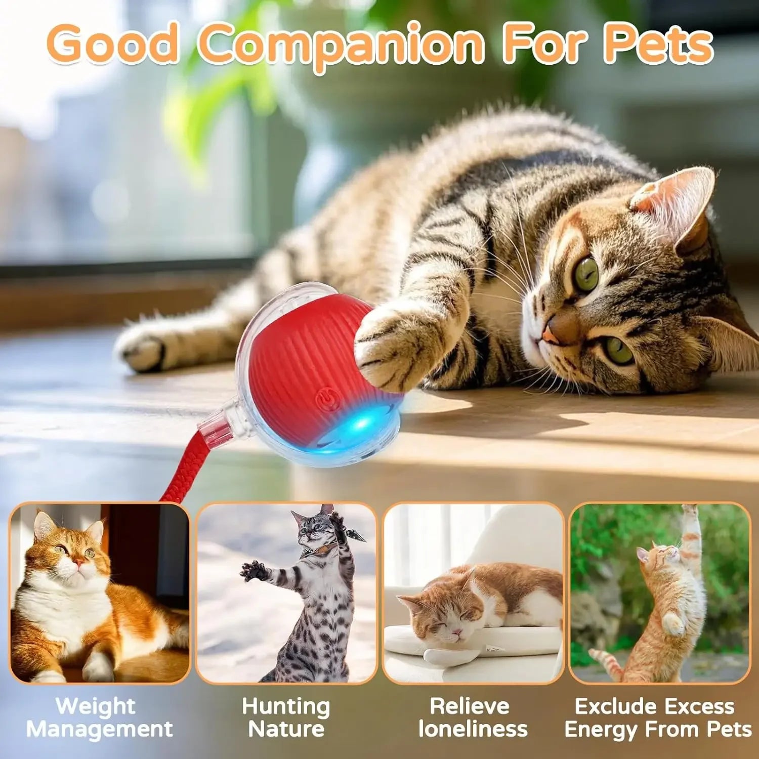 Smart Interactive Dog & Cat Tail Ball - Automatic Motion Rolling Toy
