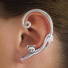 Stretching Cat Earrings – Artistic Gold Studs for Women & Cat Lovers